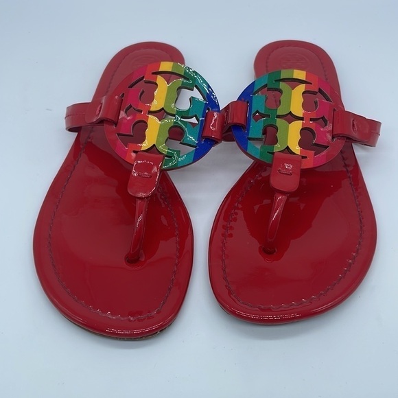 Tory Burch Red Patent leather Rainbow Miller sandals 7 - Picture 2 of 7